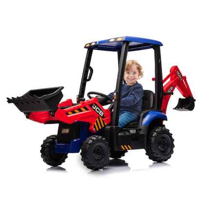 4-in-1  12V Kids Ride-On Excavator with Remote Control | Front Loader Digger Horn Adjustable Seat