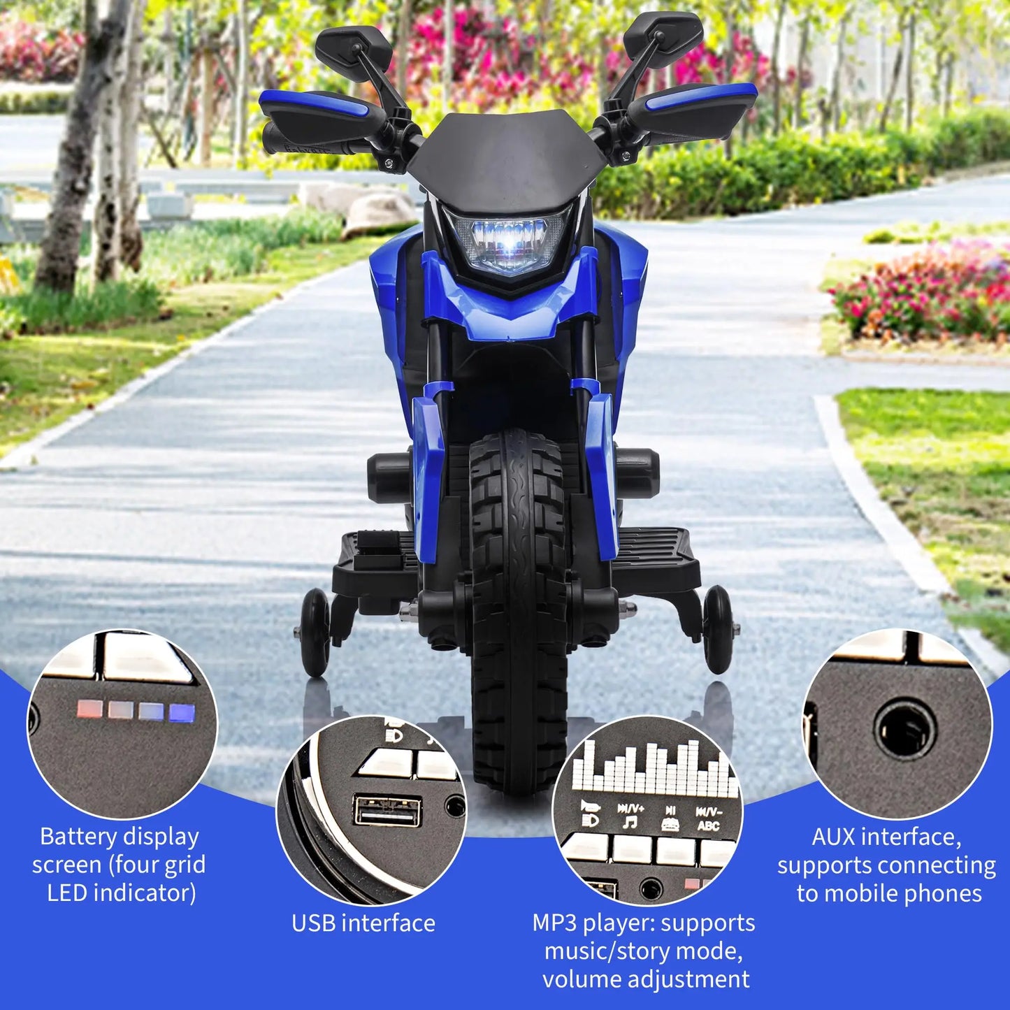 6V Electric Ride-On Motorcycle for Toddlers | Training Wheels | Kids Rider
