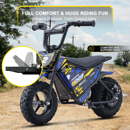 KOOZ HP120E 24V 250W Kids Electric Dirt Bike | Max Speed - 10 MPH & 7.5 Miles Range(Age: 5+)