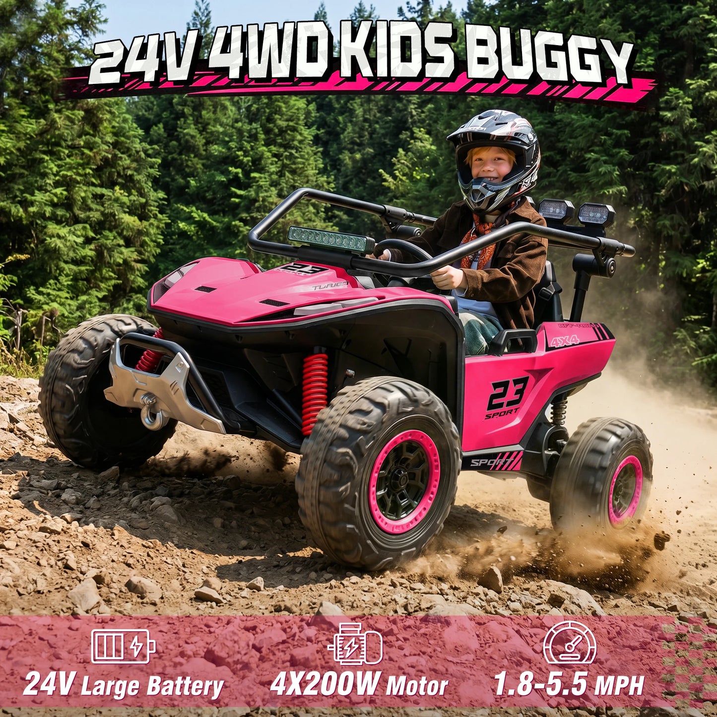 24V 4WD 2-Seater Kids Ride-On UTV Buggy w/ Remote | Kids Rider