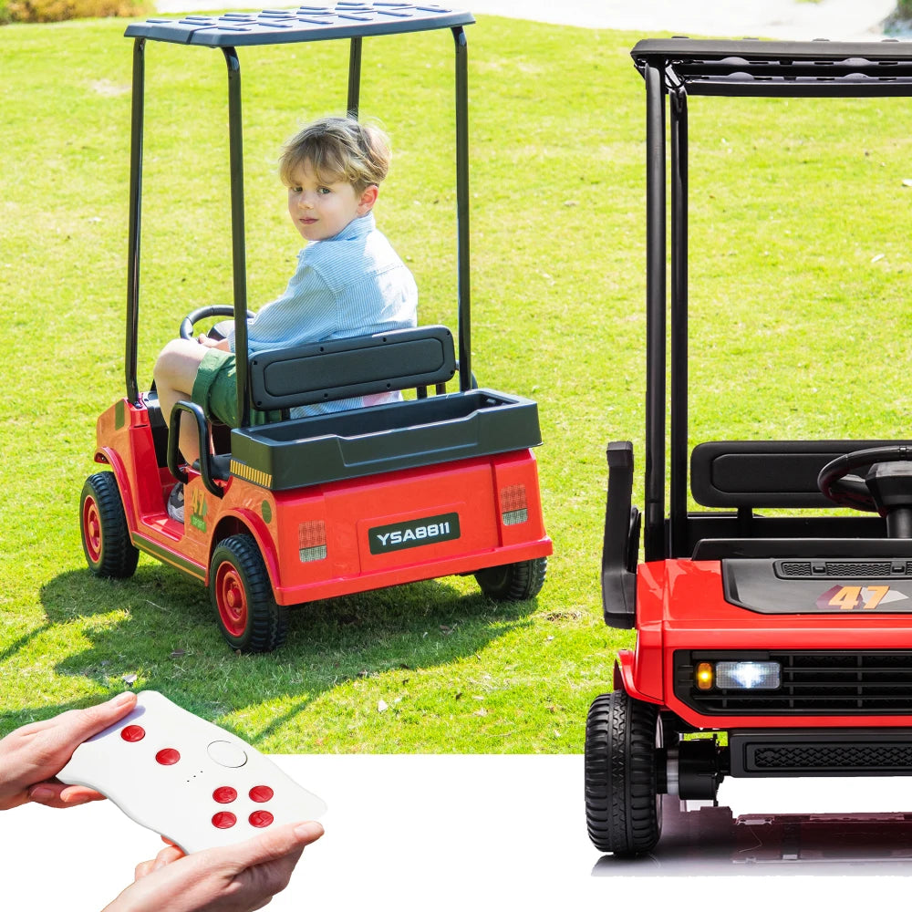12V Ride On Golf Cart with Roof for Kids | Ages 3+ |Outdoor/Off Road/Electric Car