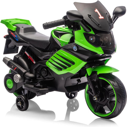 6V Ride-On Motorcycle for Toddlers w/ Training Wheels & Lights(3-6Y)