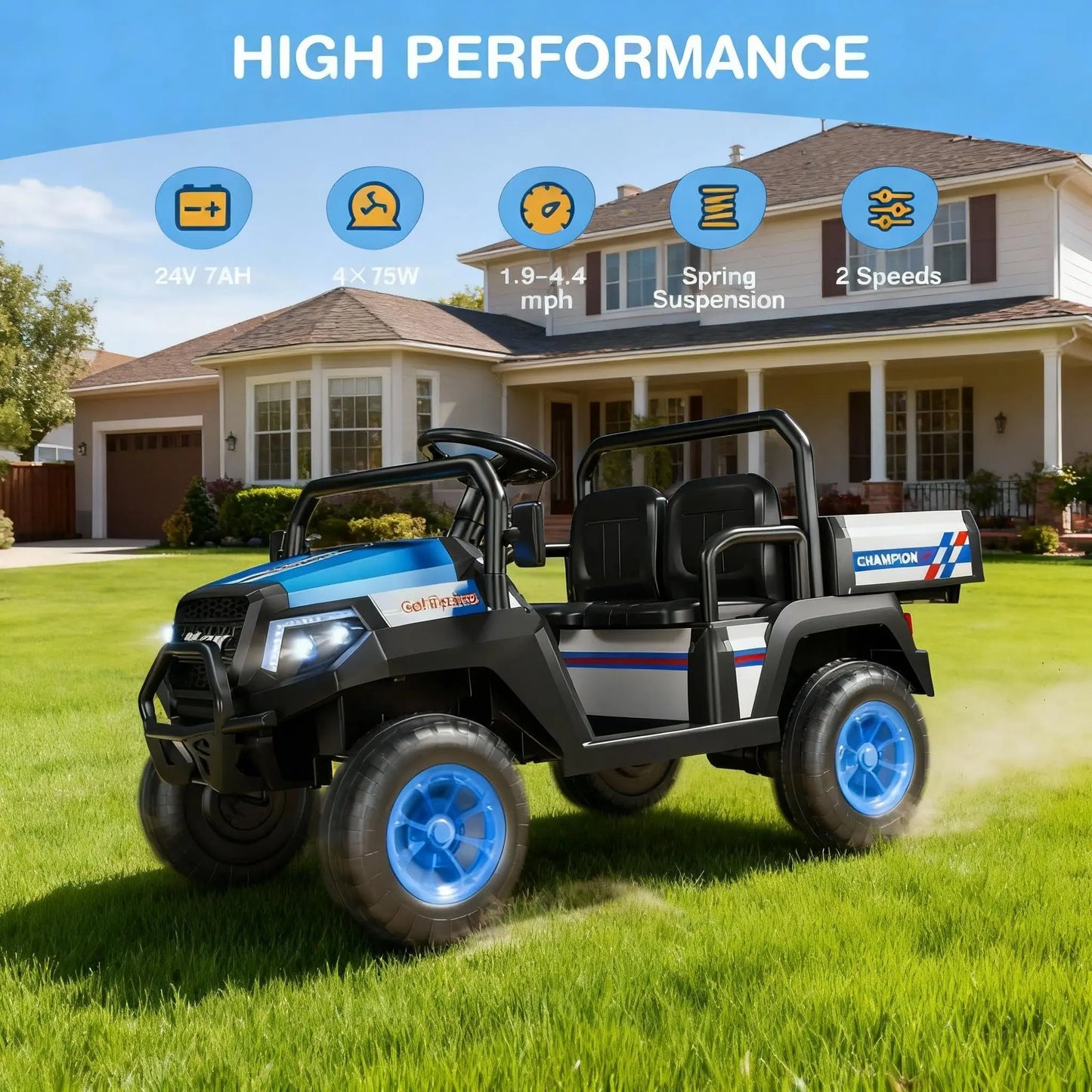24V 4-Wheel Drive 2-Seater Kids UTV with Remote(Robust Metal Body) | Kids Rider (Age- 3 to 10 Years Kids)