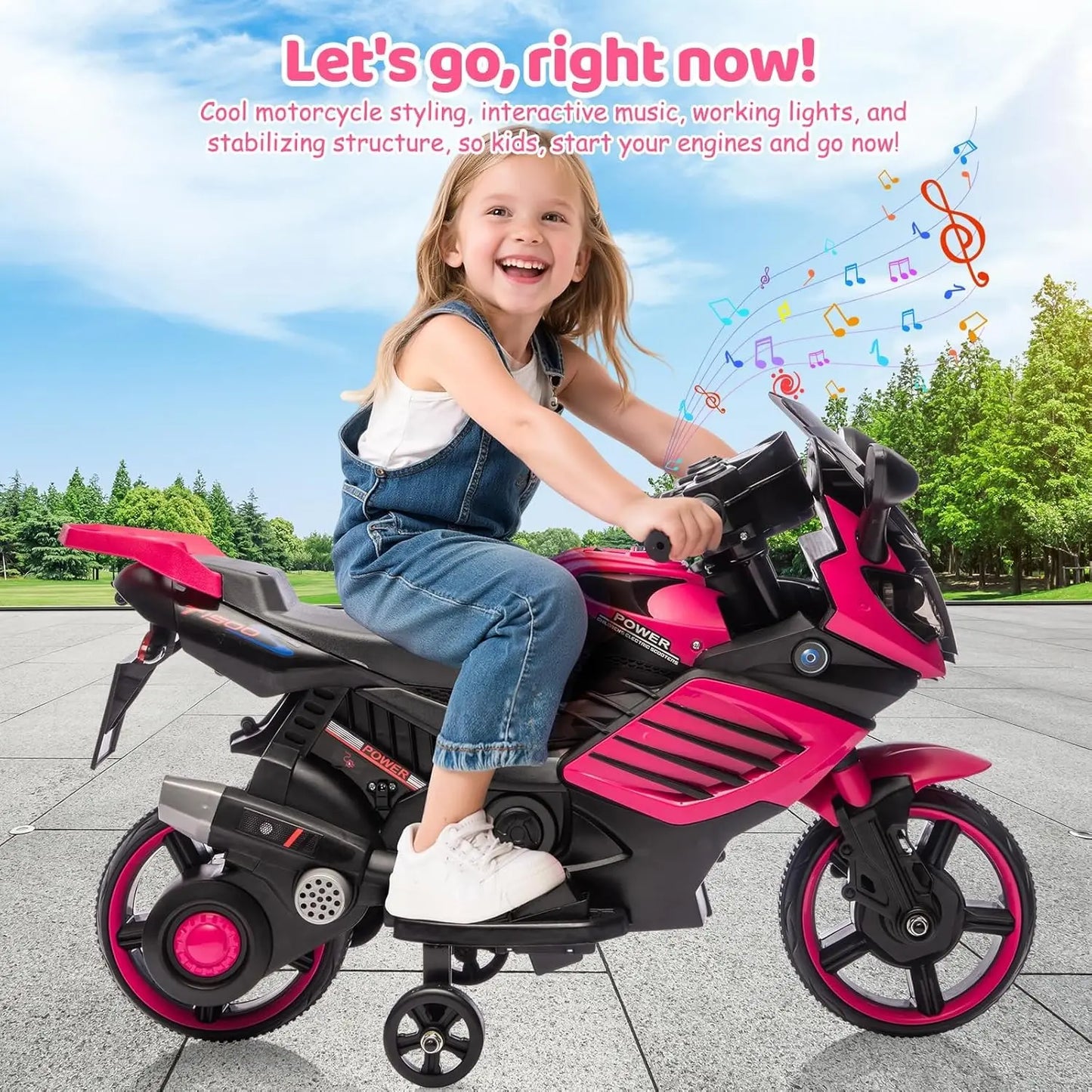 6V Ride-On Motorcycle for Kids & Toddlers | Training Wheels & Music | Kids Rider