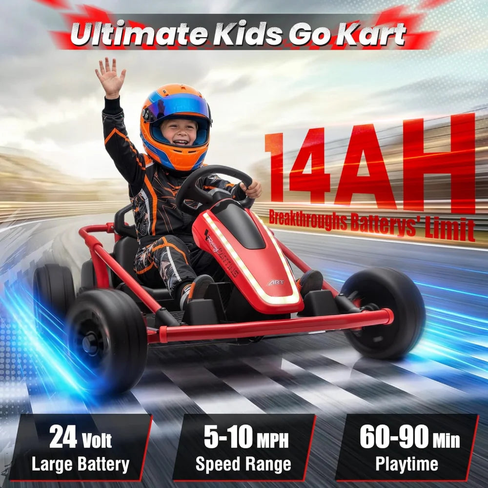 24V 360° Drift Go Kart Ride-On for Kids | 400W Dual Motor | Kids Rider