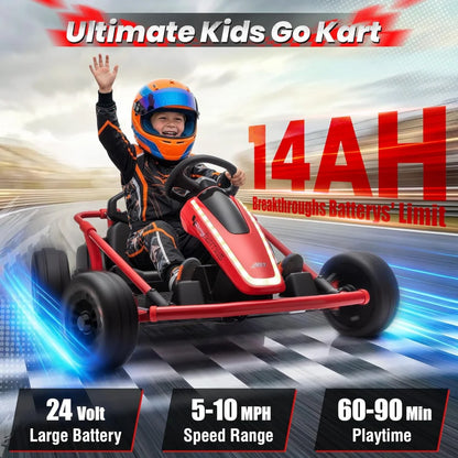 24V 360° Drift Go Kart Ride-On for Kids | 400W Dual Motor | Kids Rider