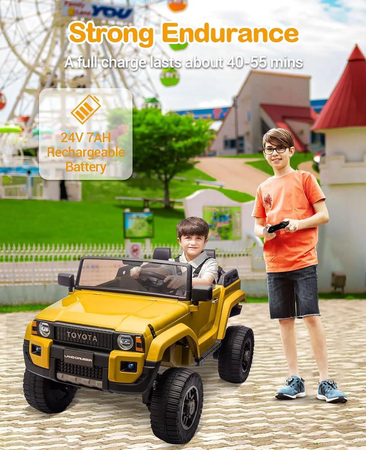 24V Toyota Land Cruiser 250 | 2-Seater Kids Ride-On Truck 4 Wheel Drive w/ Parent control | 4×100W Powerful Motors