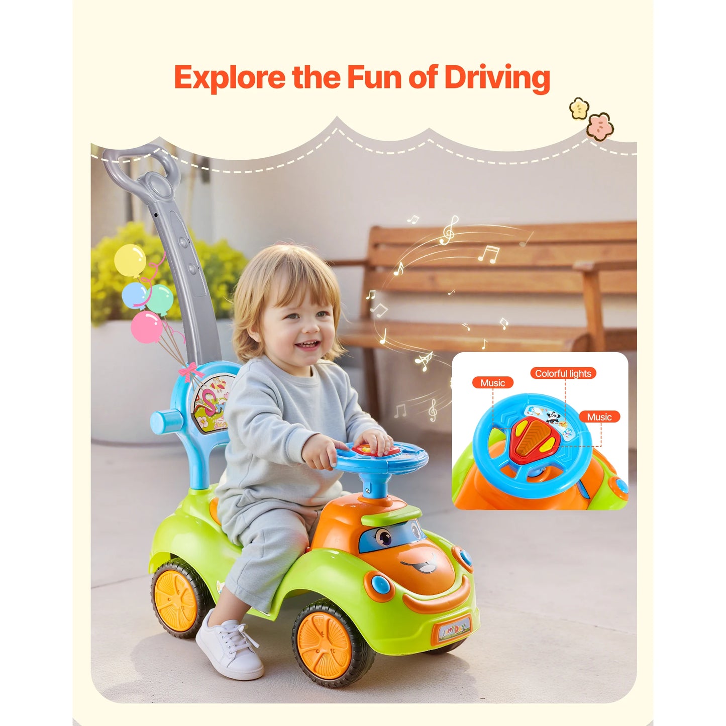 Ride-On Push Car with Parent Handle for Ages 1–3 | Toddler Push Car | Kids Rider