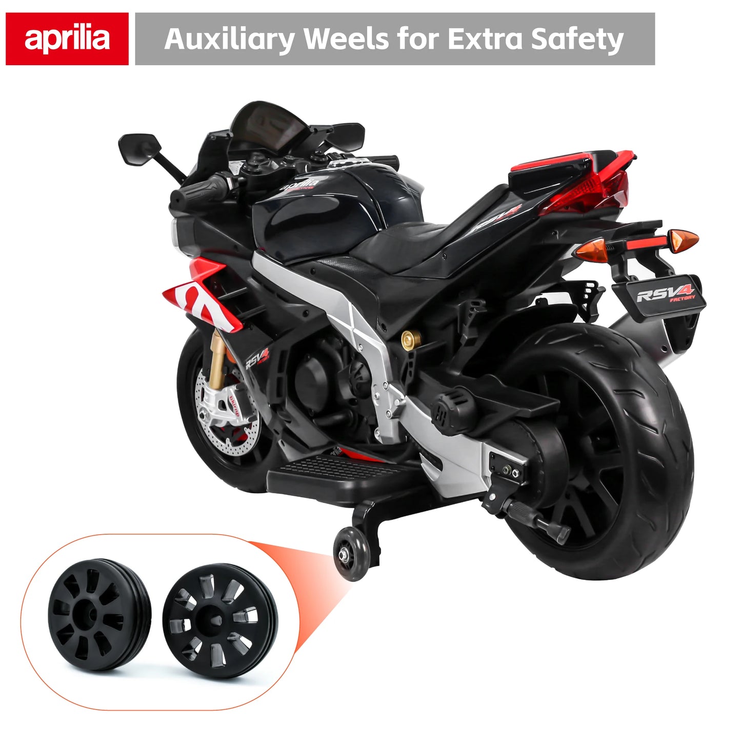 Aprilia Licensed 24V Kids Ride on Motorcycle w/LED Lights (Age: 4 to 12Y)