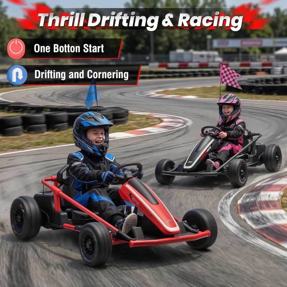 24V 360° Drift Go Kart Ride-On for Kids | 400W Dual Motor | Kids Rider