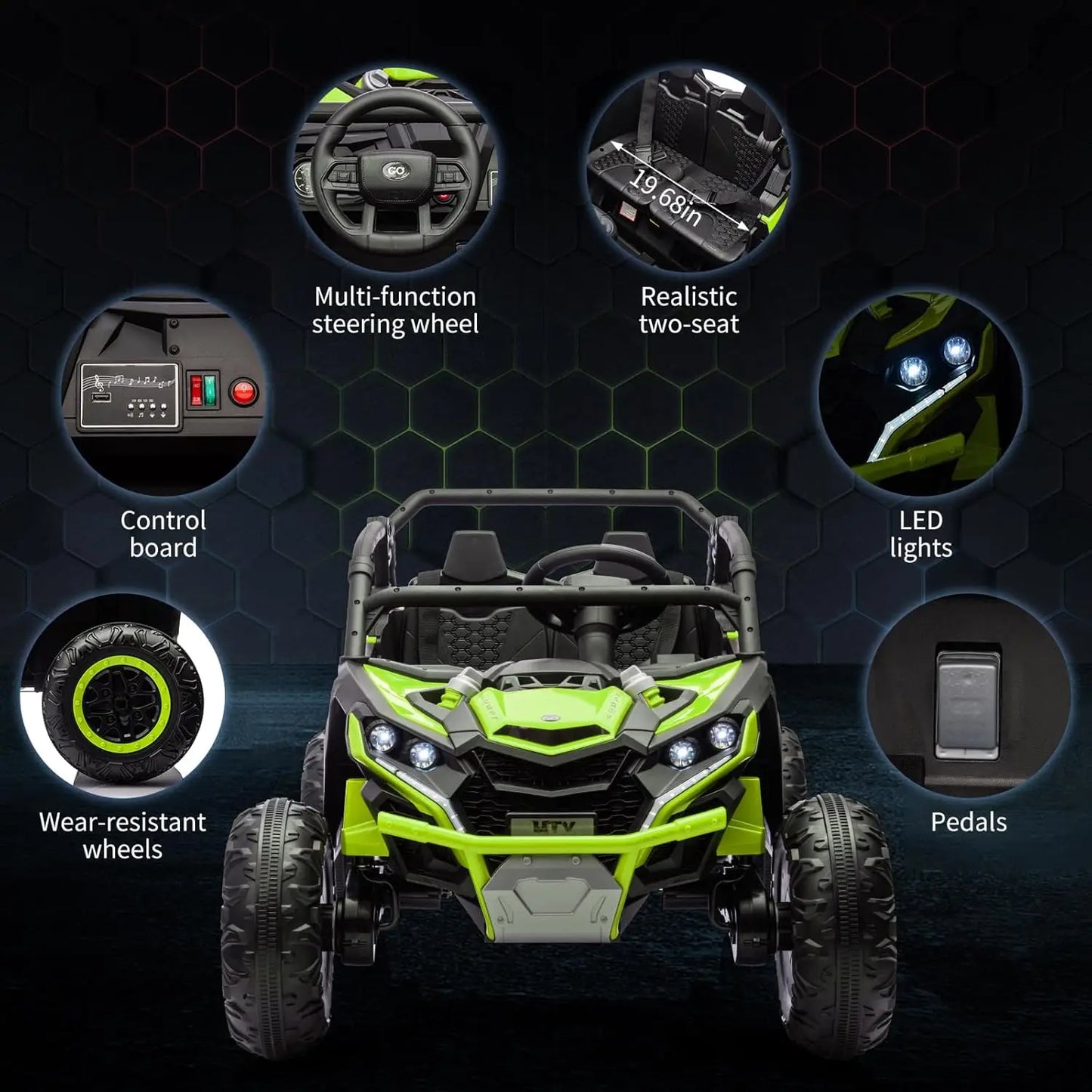 24V 4WD 2-Seater Kids Ride-On UTV W/ Parent Remote Control(Age: 3 to 10Y)