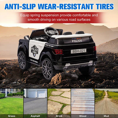 12V Kids Police Truck Ride-On Car w/ Remote, Siren & Lights | 1-Seater