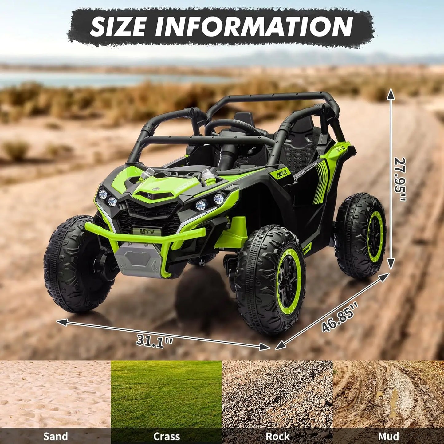 24V 4WD 2-Seater Kids Ride-On UTV W/ Parent Remote Control(Age: 3 to 10Y)