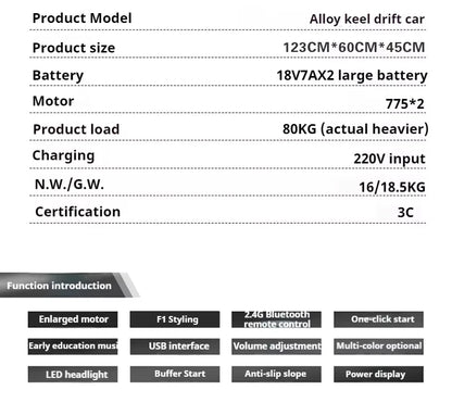 12V 2-Seater F1 Sport Kids Go Kart with Parent Control | Kids Rider (Recommended Age: 3–8 Years)