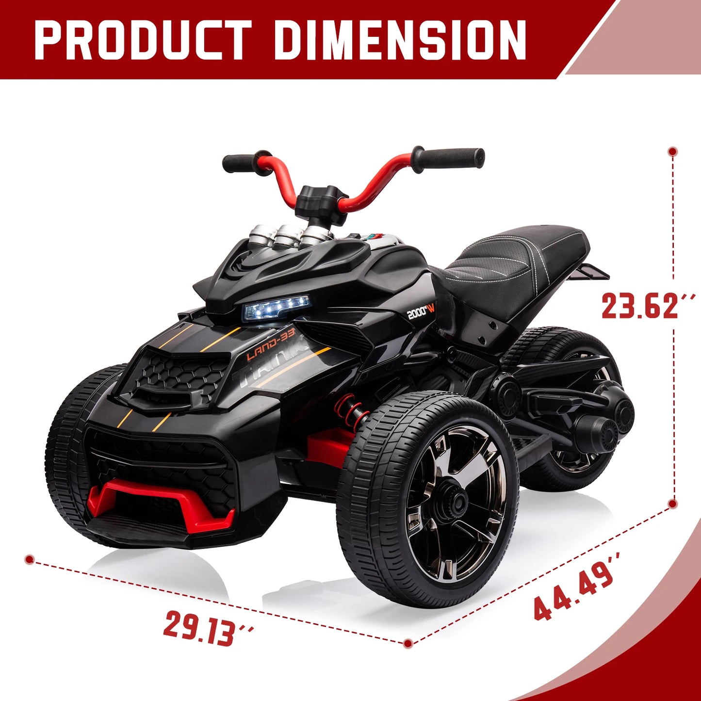 12V Kids ride-On 3-Wheel ATV Motorcycle w/ Lights & Music (Age: 2 to 8Y )