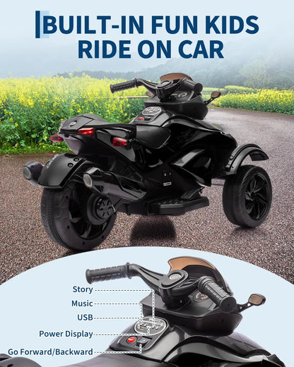 12V Electric Ride-On Tricycle | Dual Motor, Lights & Music | Kids Rider