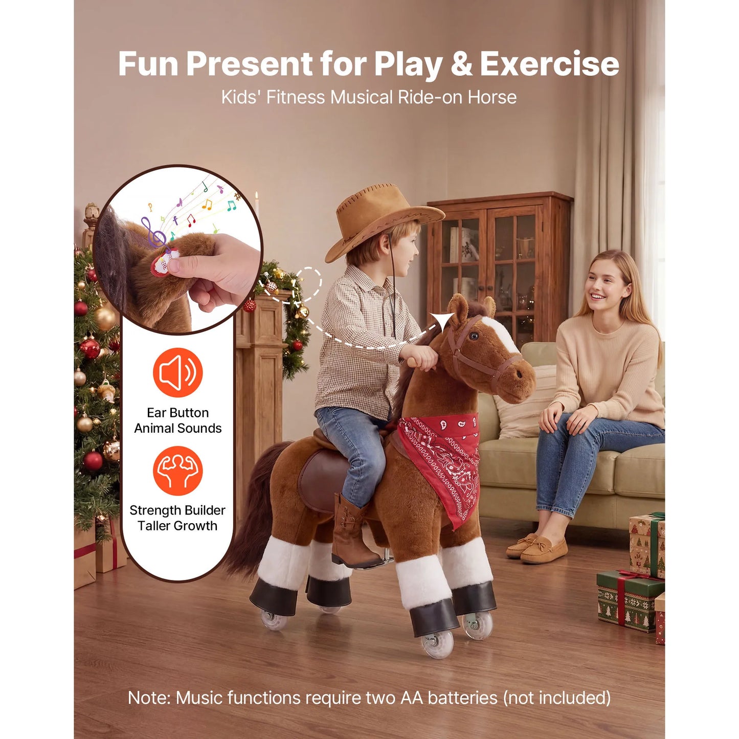 Kids Ride-On Horse Pony Toy for Ages 1+ | 176 lbs Capacity | Kids Rider