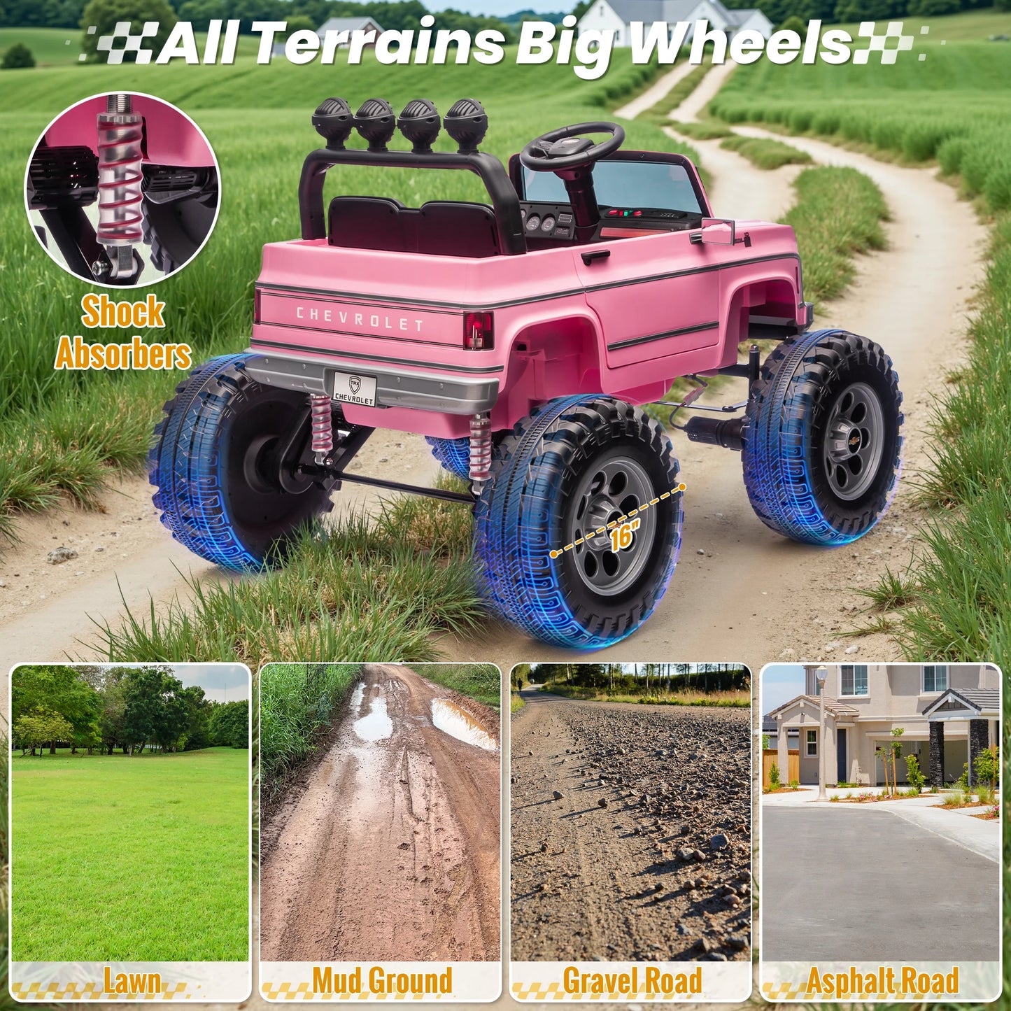 24V Chevrolet Cheyenne Kids Ride-On Truck w/ Parent Remote | 2X200W Powerful Motor