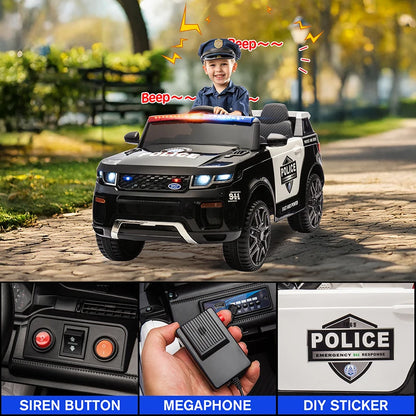 12V Kids Police Truck Ride-On Car w/ Remote, Siren & Lights | 1-Seater