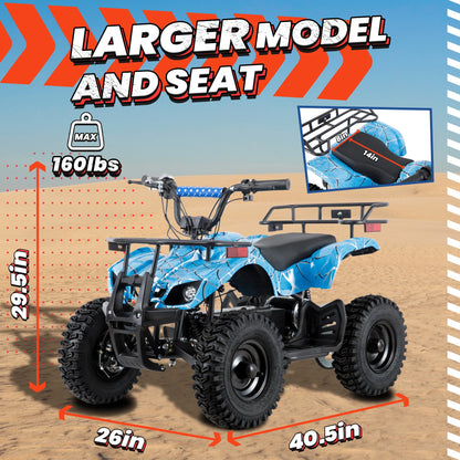 36V Electric ATV Dirt Quad Ride On for Kids - 4-Wheeled Drive 500W Powerful Motor With Real Tyres | All Terrain Off Road Drive