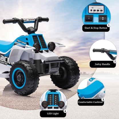 6V Kids Ride-On ATV w/ Forward & Reverse | Rechargeable Battery-Powered Toy Car(Ages 3 +)