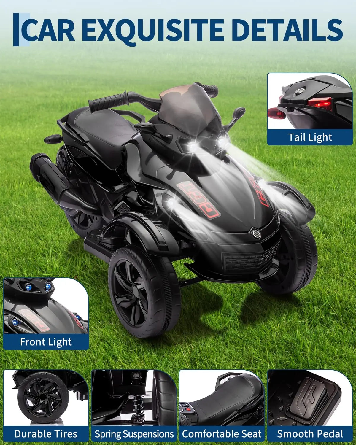 12V Electric Ride-On Tricycle | Dual Motor, Lights & Music | Kids Rider