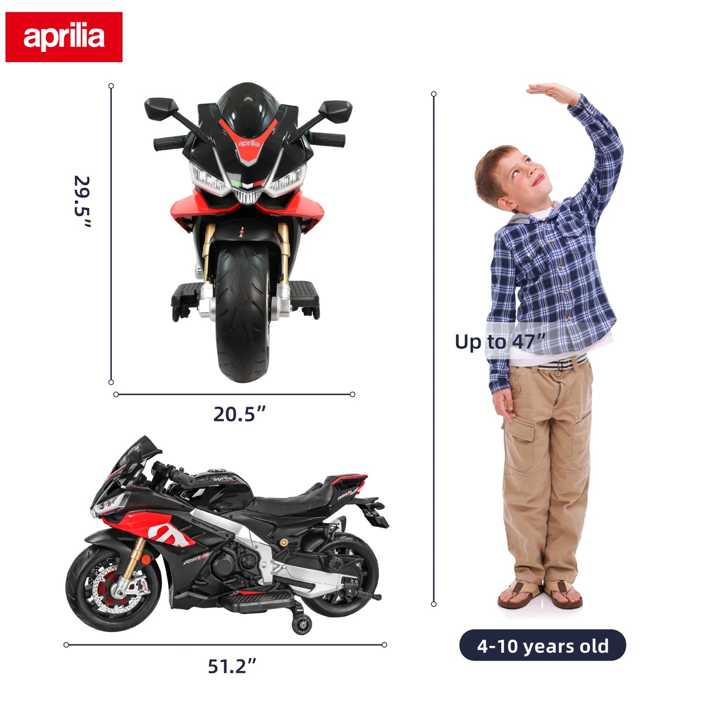 Aprilia Licensed 24V Kids Ride on Motorcycle w/LED Lights (Age: 4 to 12Y)