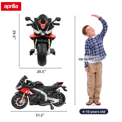 Aprilia Licensed 24V Kids Ride on Motorcycle w/LED Lights (Age: 4 to 12Y)