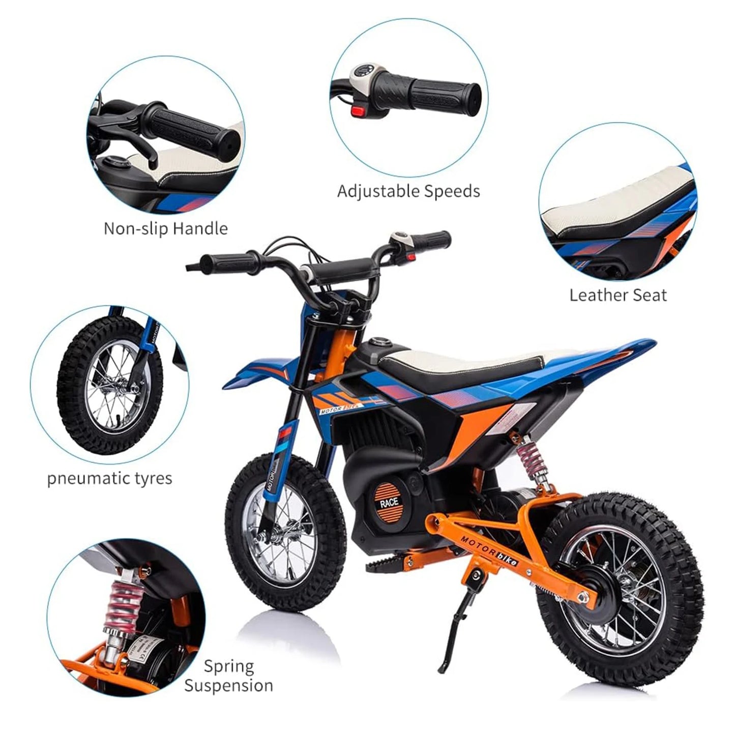 24V 250w Electric Dirt Bike for Kids | Off-Road Electric Motorcycle with Spring Suspension(Age: 6-15Y)