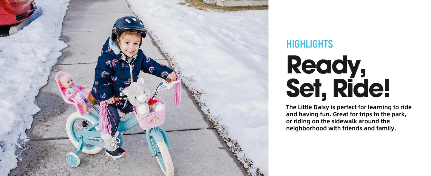 JOYSTAR Little Daisy Kids Bike for Girls & Boys | Doll Seat & Streamers | Ages 2–7 | Kids Rider