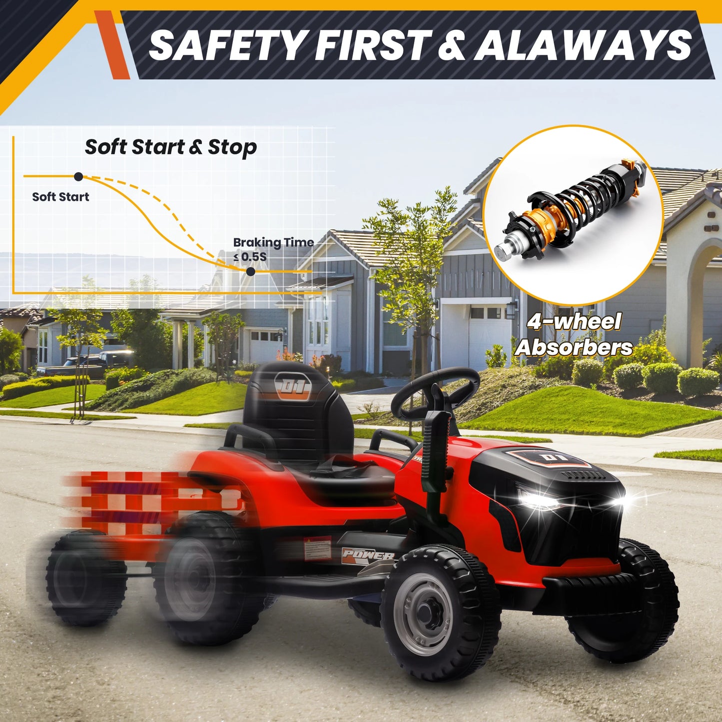 24V Kids Ride-On Tractor w/ Trailer & Remote Control | 2-IN-1 Power Tractor