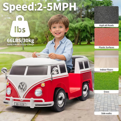6V Kids Ride-On Bus with Lights & Music | Kids Rider | VW Kids Ride On Bus(for 2-5 year Kids)