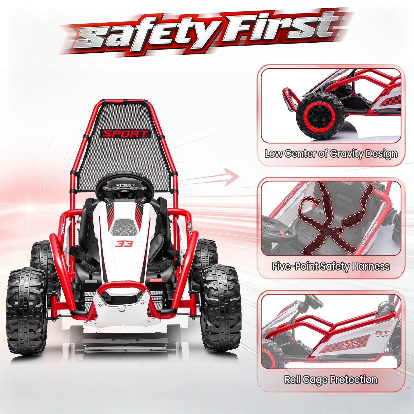 24V 400W Kids Electric Racing Go Kart Off-Road Ride On Car with Shock Absorber