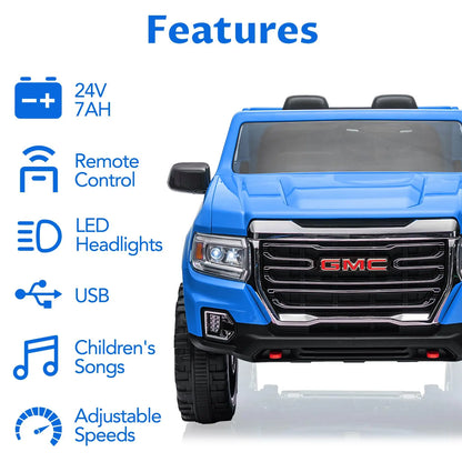 GMC 24V 2-Seater Kids Ride-On Truck w/ Remote & LED