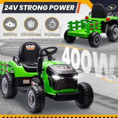 24V Kids Ride-On Tractor | 2-Seater Electric Truck | Kids Rider
