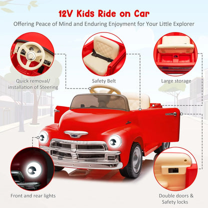 12V Vintage Retro Kids Ride-On Car with Suspension & Lights | Kids Rider(Age - 3 to 8 Years)