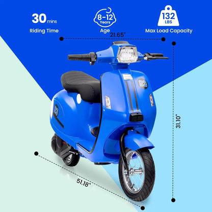 24V Kids Electric Motorcycle/Scooter w/ Seat & LED | Kids Rider (Age: 5-14Y)