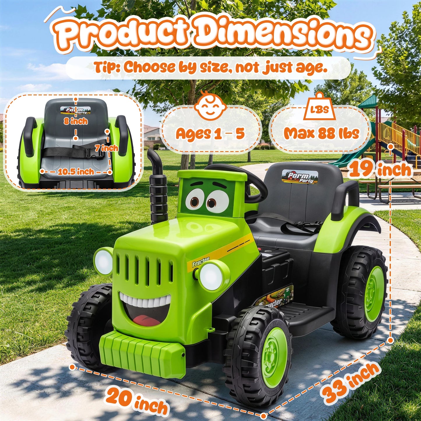 12V Ride-On Tractor | Electric Tractor for Toddlers & Kids | Kids Rider