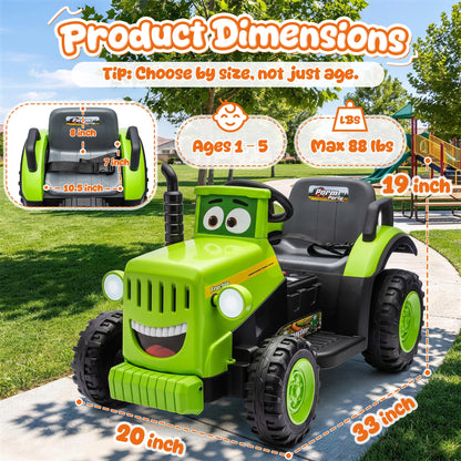 12V Ride-On Tractor | Electric Tractor for Toddlers & Kids | Kids Rider