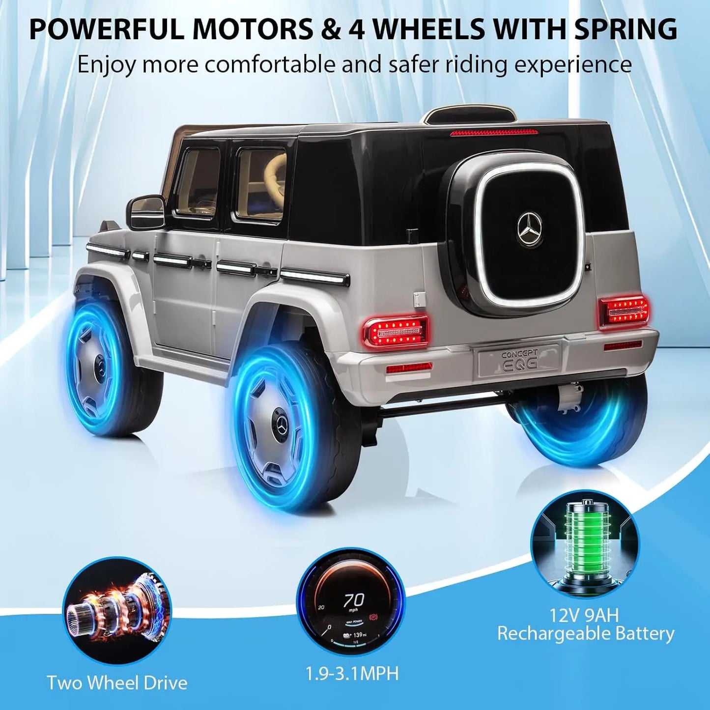 12V Licensed Mercedes-Benz EQG Kids Ride-On Car w/ Remote