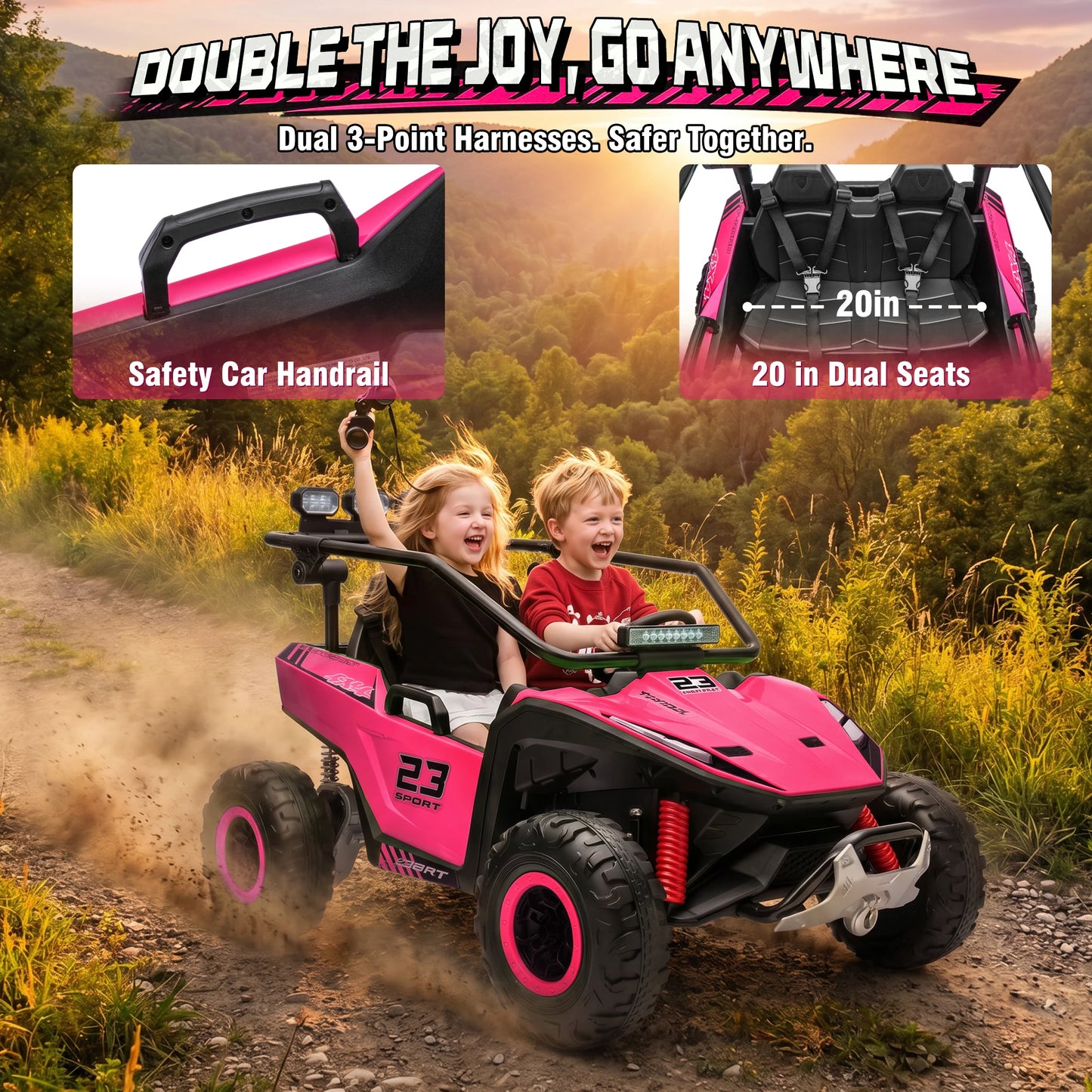 24V 4WD 2-Seater Kids Ride-On UTV Buggy w/ Remote | Kids Rider