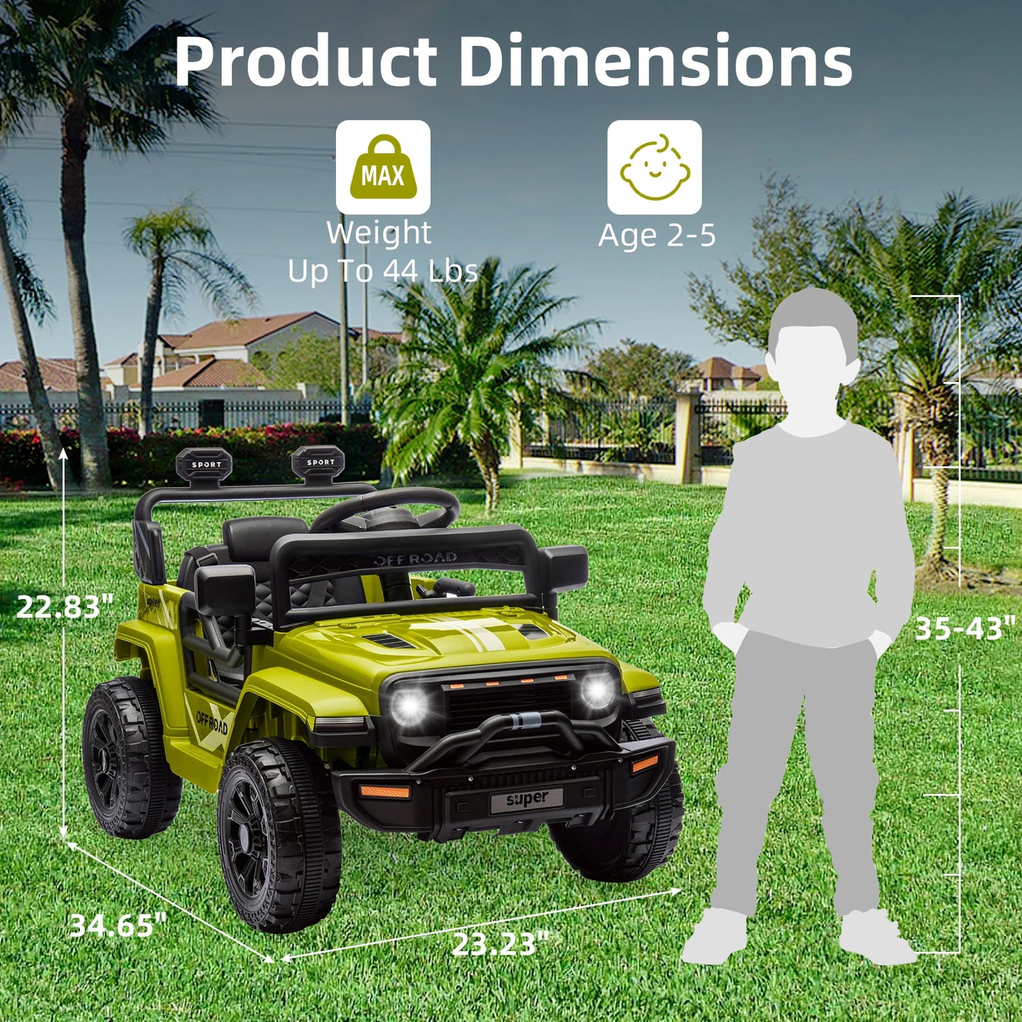 12V Kids Ride-On Truck w/ Remote Control, Suspension & LED Lights (Ages: 3 to 8 Yrs)