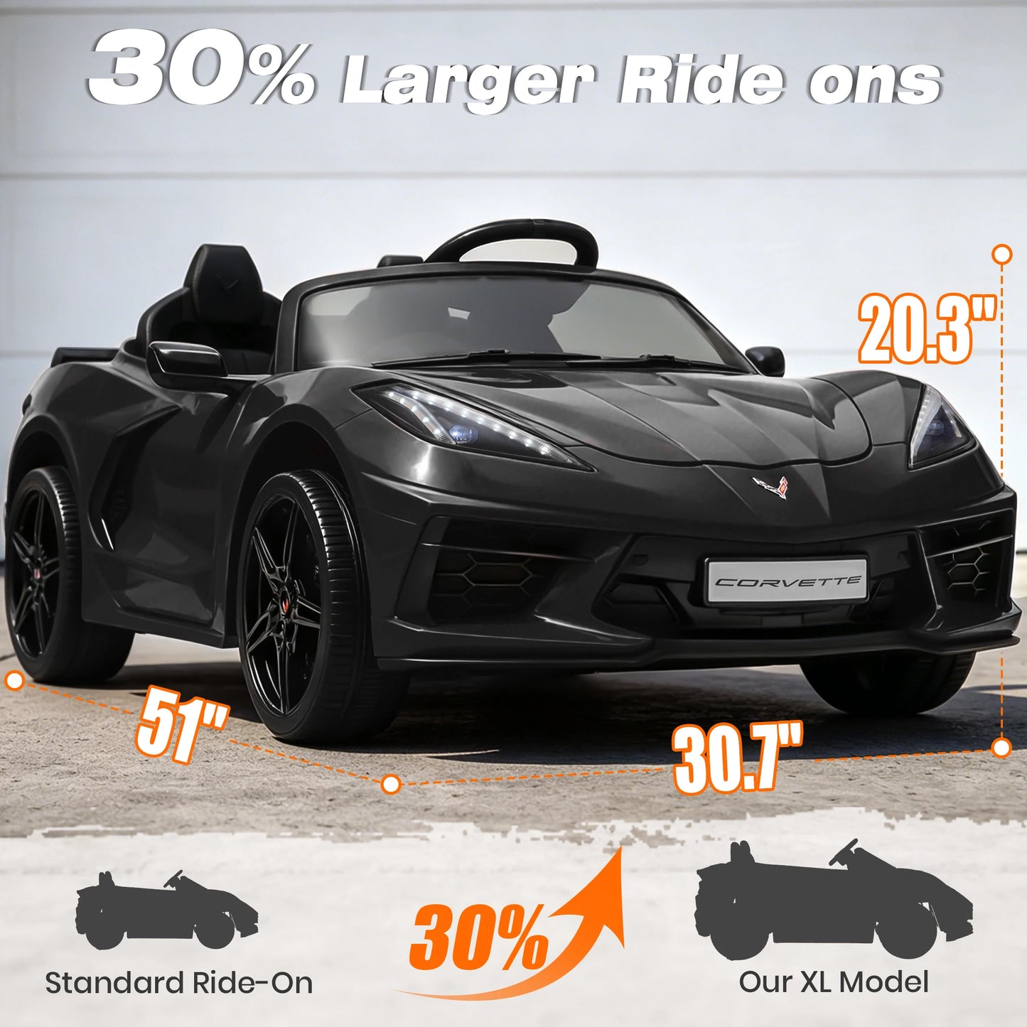 Licensed Corvette 24V 4WD 2-Seater Ride-On Car | 4x200W Powerful Motors