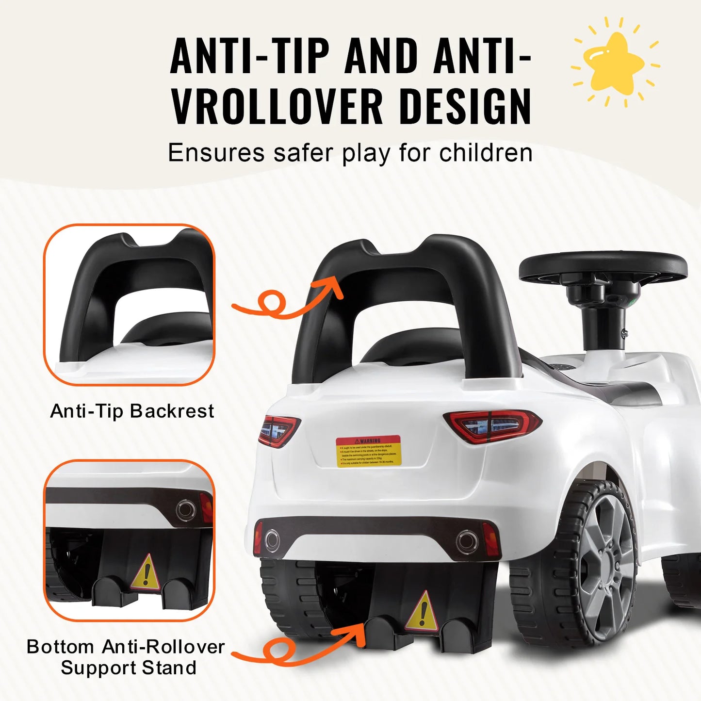 SucceBuy Kids Ride-On Push Car for Toddlers with Music & Steering | Kids Rider(Age 1 to 3 Yeras)