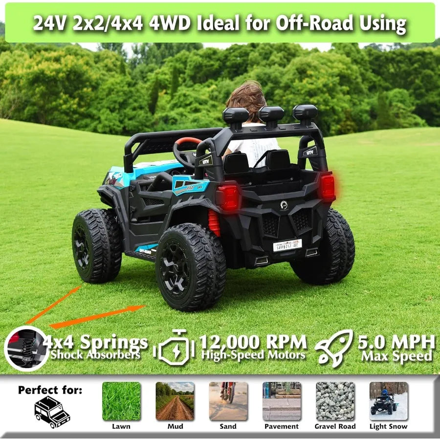 24V 4WD Kids Ride-On UTV w/ Remote & Music | Kids Rider