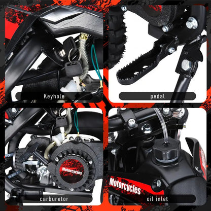 49cc Mini Kids Dirt Bike 2-Stroke Gas Motorcycle W/ Off-Rode Tire Up To 25 MPH