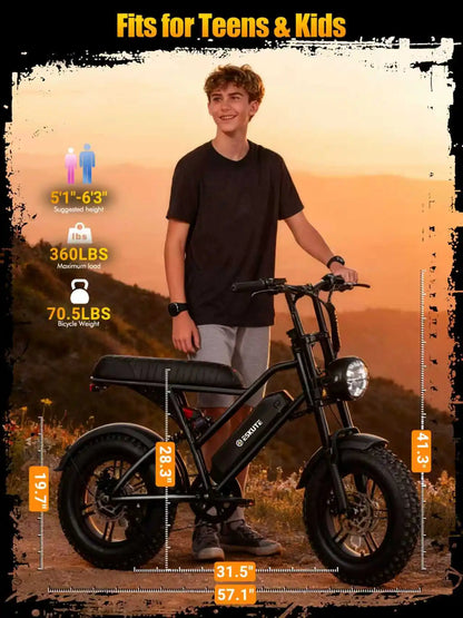 ESKUTE V100 Electric Dirt Bike | 1500W Peak | 48V 13Ah | 28 MPH| 60-Mile Range | Kids Rider