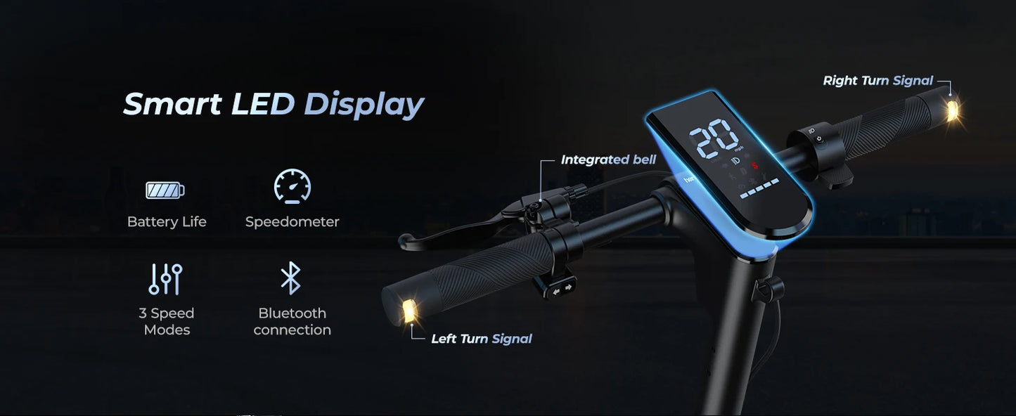E8-10 Foldable Electric Scooter for Adults | 20 MPH & 40-Mile Range |1000W Peak | Kids Rider