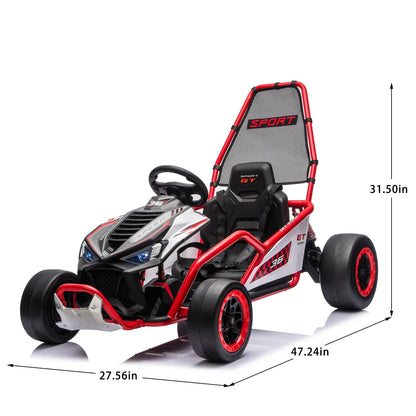 24V Crazy Drift Go Kart | 400W Powerful Ride-On | 5–7.5 MPH W/Protective Roll Cage & EVA Front Tires( Age: 5-14Y)