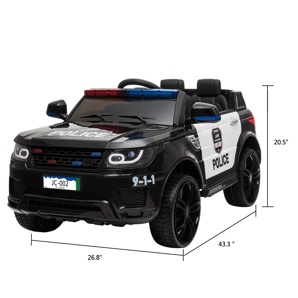 12V Big Kids Police Ride-On Car w/ Remote, Music & LED | 4Wheel Drive | 1-Seater